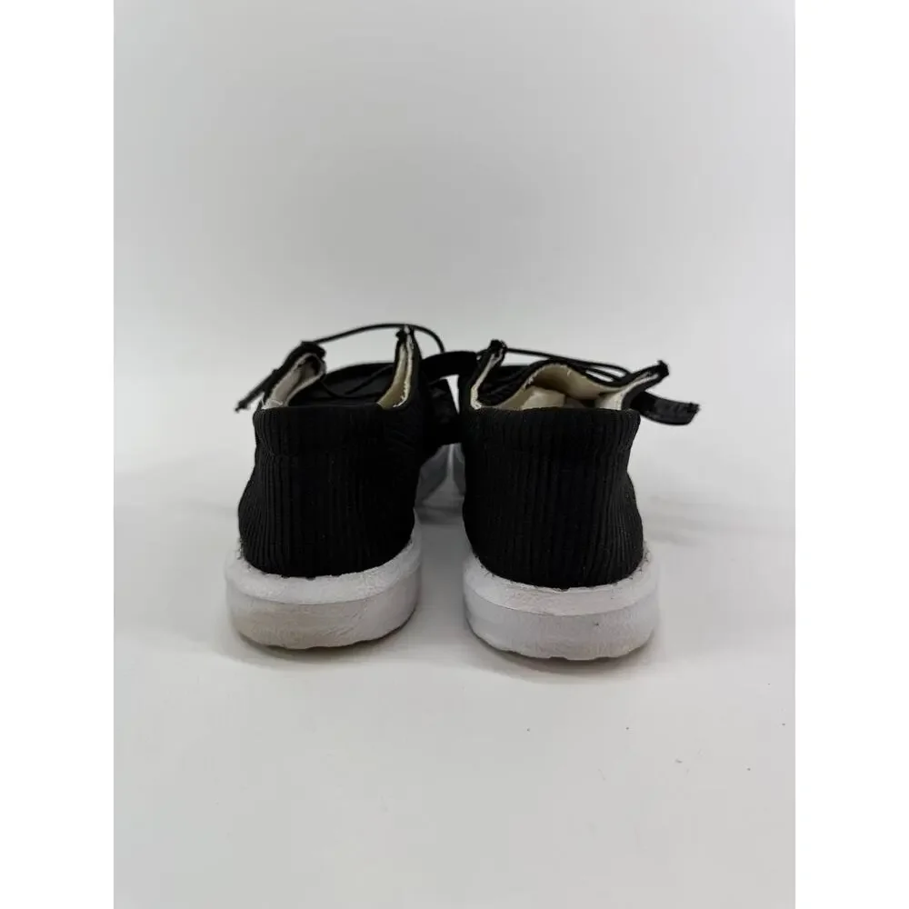 Womens Black Ribbed Canvas Lace Up Loafers Casual Shoes EU 37 Pre-Owned